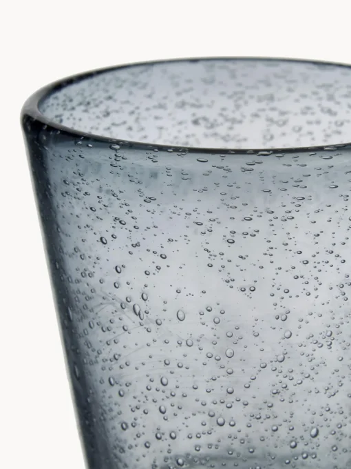 Vasos|Vajillas Completas>Villa D'Este Home Tivoli Vasos soplados con burbujas de aire Cancun, 6 uds. Tonos azules, tuquesas y grises transparentes