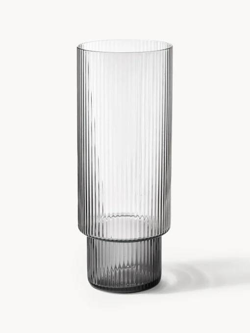 Copas De Cóctel|Vajillas Completas>Ferm Living Vasos soplados con relieves Ripple, 4 uds. Gris transparente brillante