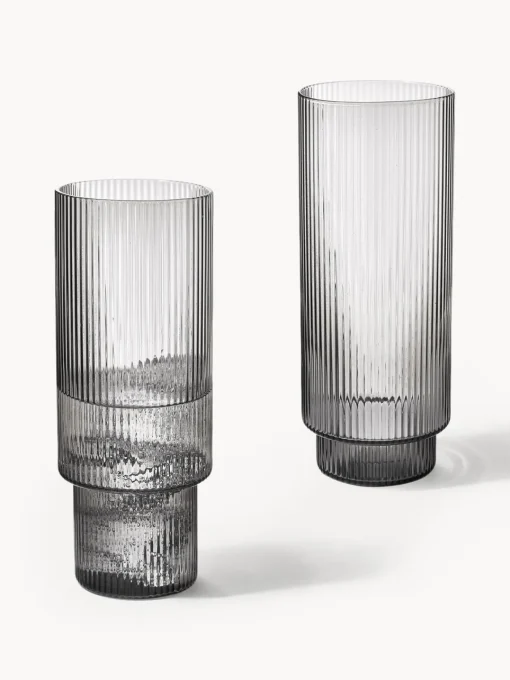 Copas De Cóctel|Vajillas Completas>Ferm Living Vasos soplados con relieves Ripple, 4 uds. Gris transparente brillante