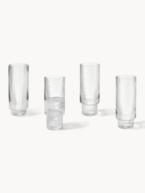 Sale Vasos soplados con relieves Ripple, 4 uds. Copas De Cóctel|Vajillas Completas