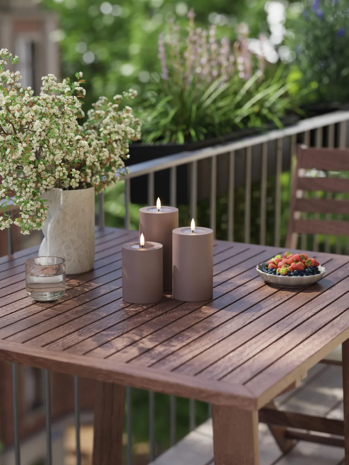 Velas Led|Velas Decorativas>Deluxe Homeart Vela LED artesanal Real Flame, 15 cm Taupe