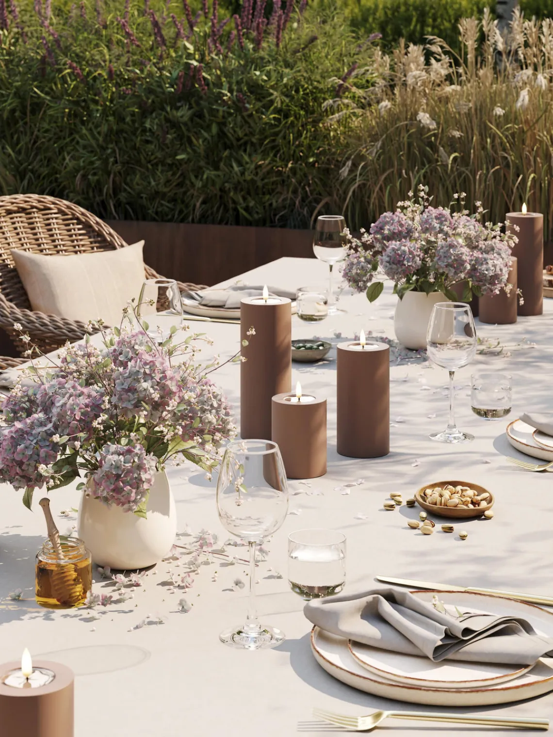 Velas Led|Velas Decorativas>Deluxe Homeart Vela LED artesanal Real Flame, 15 cm Taupe