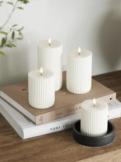 Velas Led|Velas Decorativas></noscript>Deluxe Homeart Vela LED artesanal Solid Stripe, 10 cm