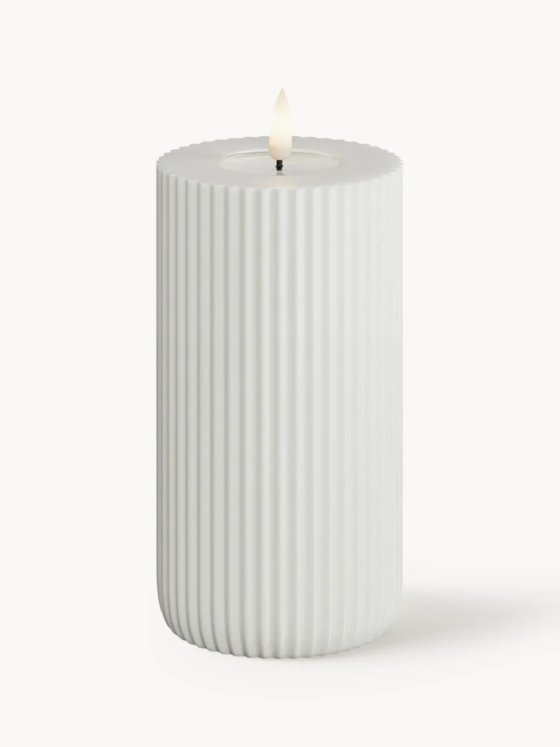 Velas Led|Velas Decorativas>Deluxe Homeart Vela LED artesanal Solid Stripe, 15 cm Blanco