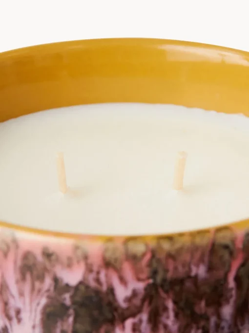 Velas Perfumadas|Jarrones>HKLIVING Vela perfumada artesanal de dos mechas 70´s (salvia y pétalos de rosa) Tonos lilas, naranja