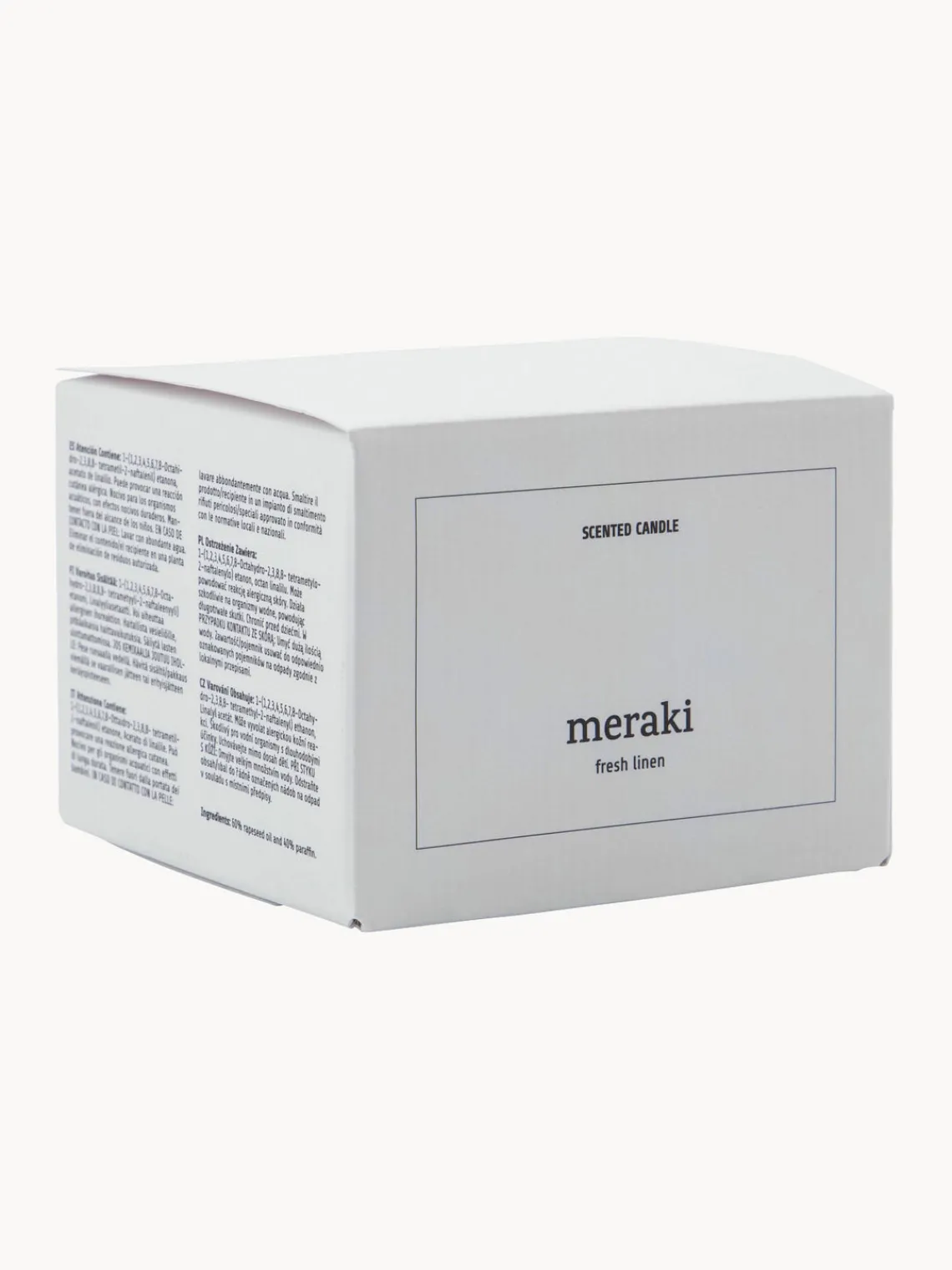 Velas Perfumadas|Jarrones>Meraki Vela perfumada de tres mechas Fresh Linen (Jasmine & Rose) Blanco