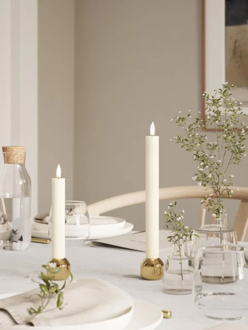 Velas Led|Velas Decorativas>Deluxe Homeart Velas cónicas LED artesanales Real Flame, 24 cm, 2 uds. Blanco crema