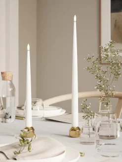 Velas Led|Velas Decorativas></noscript>Deluxe Homeart Velas cónicas LED artesanales Real Flame, 38 cm, 2 uds. Blanco