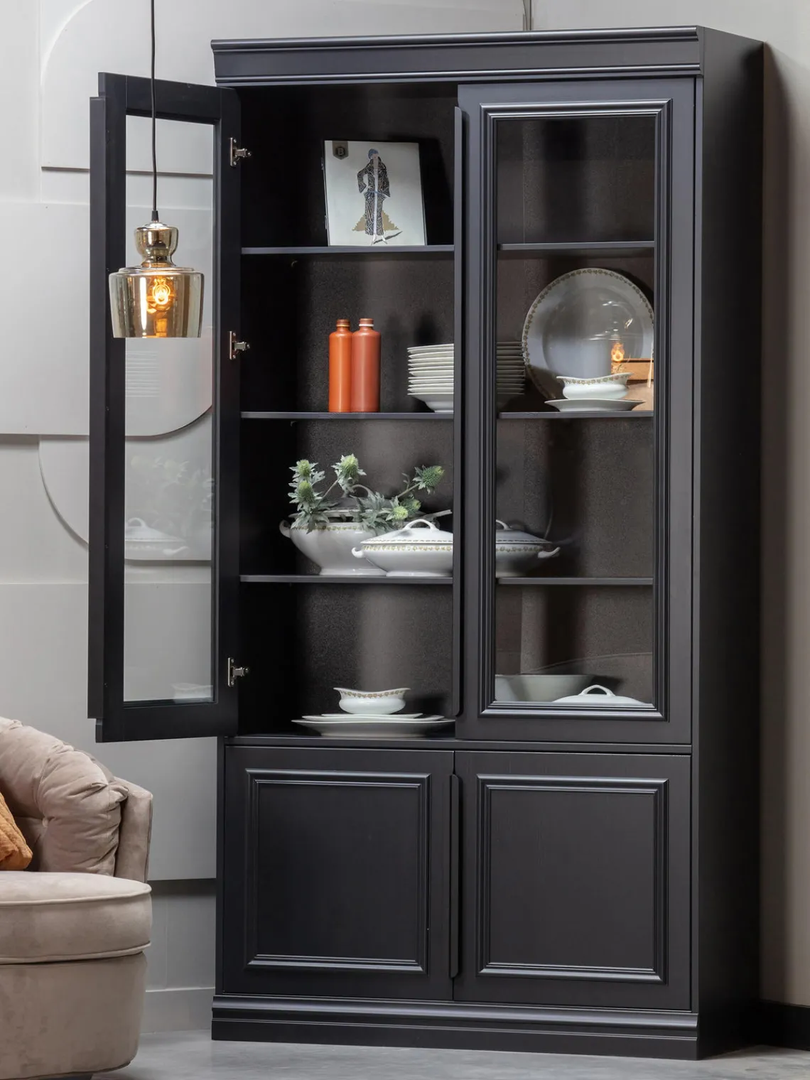 Vitrinas|Vitrinas> Vitrina de madera de roble Organize