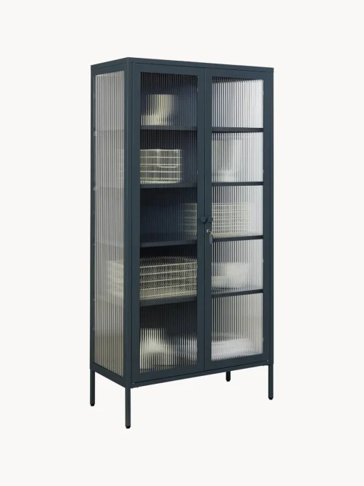 Vitrinas|Vitrinas>Mustard Made Vitrina de metal con cristal acanalado The Collector Gris antracita