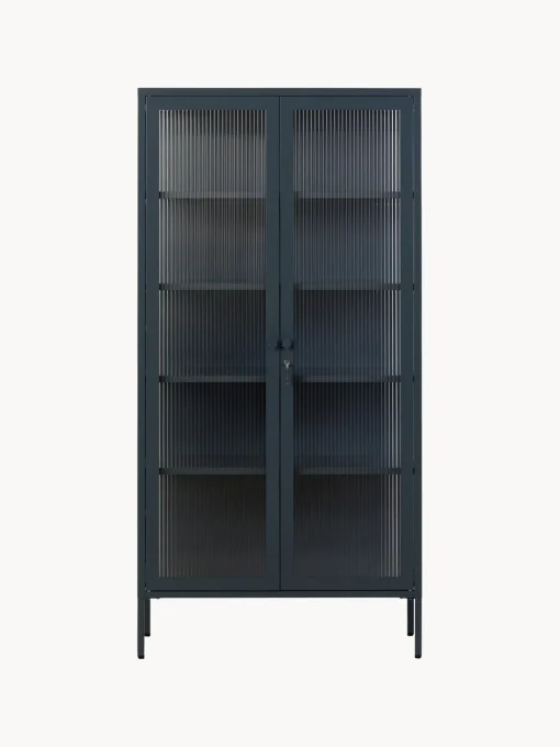 Vitrinas|Vitrinas>Mustard Made Vitrina de metal con cristal acanalado The Collector Gris antracita