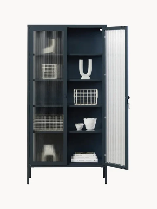 Vitrinas|Vitrinas>Mustard Made Vitrina de metal con cristal acanalado The Collector Gris antracita