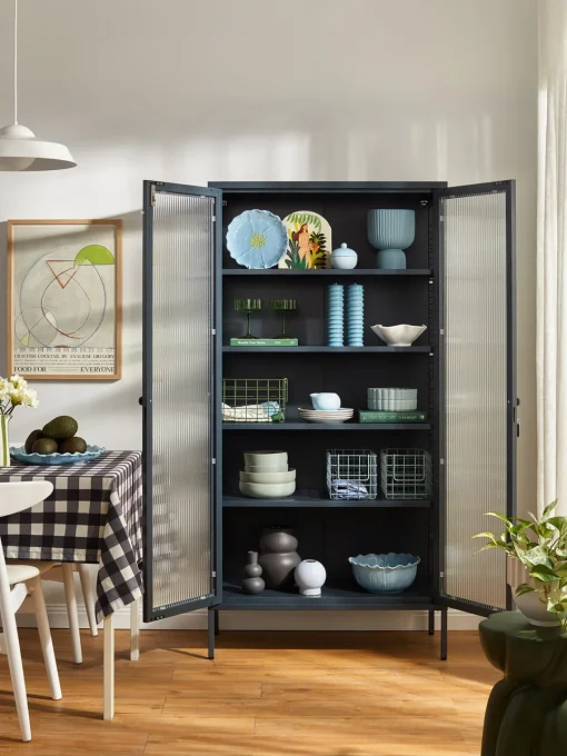 Vitrinas|Vitrinas>Mustard Made Vitrina de metal con cristal acanalado The Collector Gris antracita