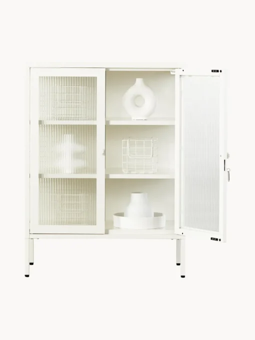 Vitrinas|Vitrinas>Mustard Made Vitrina de metal con cristal acanalado The Mixer Blanco Off White