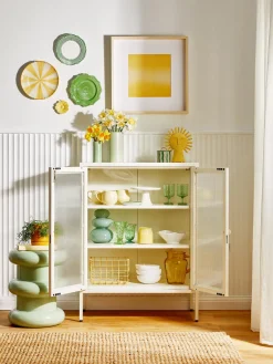Vitrinas|Vitrinas></noscript>Mustard Made Vitrina de metal con cristal acanalado The Mixer Blanco Off White