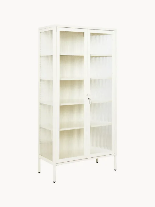 Vitrinas|Vitrinas>Mustard Made Vitrina de metal con cristal acanalado The Collector Blanco Off White