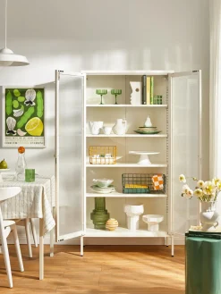 Vitrinas|Vitrinas></noscript>Mustard Made Vitrina de metal con cristal acanalado The Collector Blanco Off White