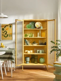 Vitrinas|Vitrinas></noscript>Mustard Made Vitrina de metal con cristal acanalado The Collector Amarillo claro