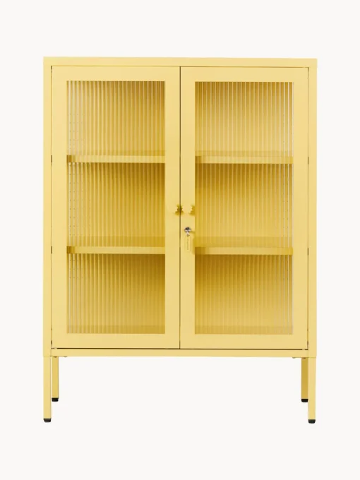 Vitrinas|Vitrinas>Mustard Made Vitrina de metal con cristal acanalado The Mixer Amarillo claro