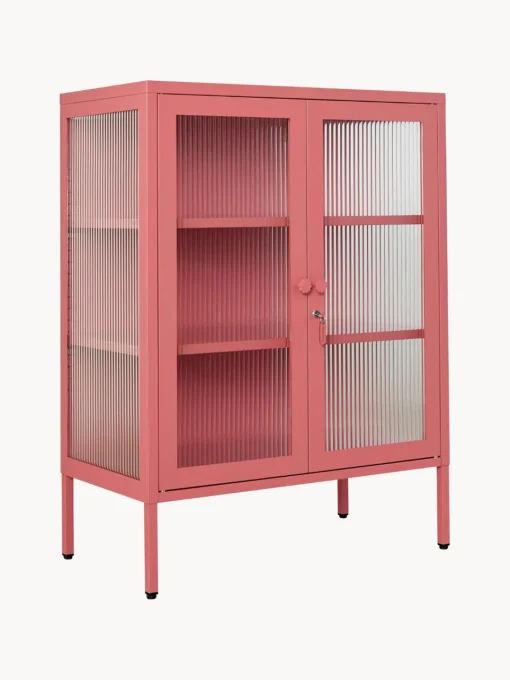 Vitrinas|Vitrinas>Mustard Made Vitrina de metal con cristal acanalado The Mixer Rosa palo