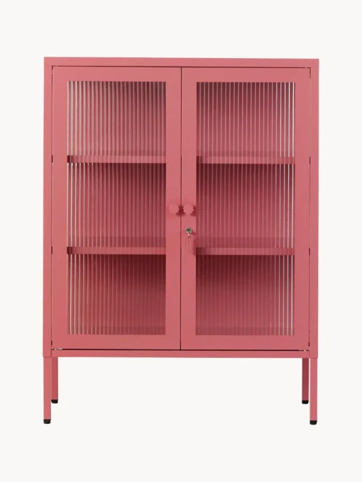 Vitrinas|Vitrinas>Mustard Made Vitrina de metal con cristal acanalado The Mixer Rosa palo