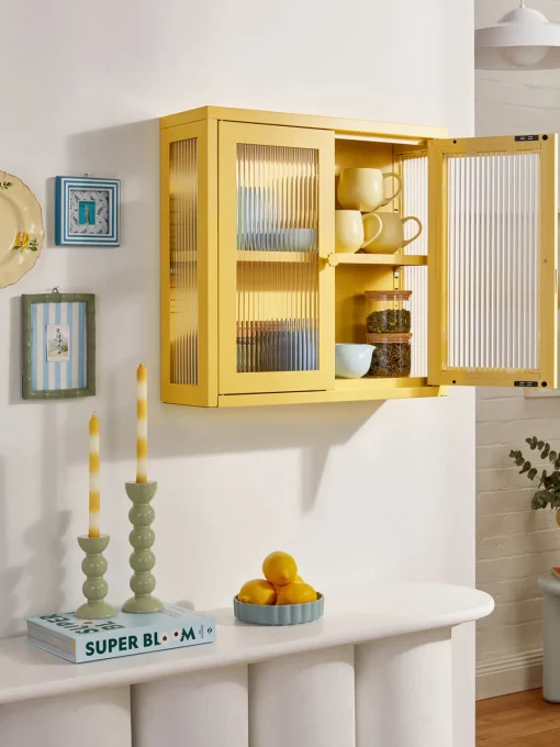 Estanterías De Pared|Vitrinas>Mustard Made Vitrina de pared The Kit Transparente, amarillo claro