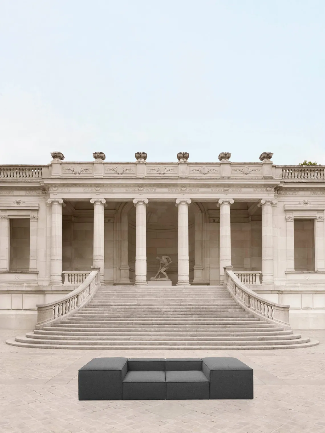 Sofás>Westwing Collection Westwing | Crosby Studios, sofá modular en tejido bouclé con reposabrazos anchos Lennon (3 plazas) Bouclé gris antracita