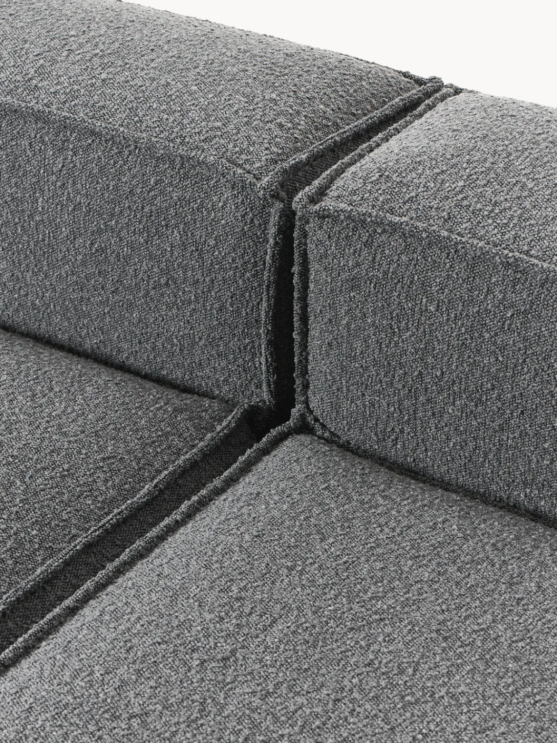 Sofás>Westwing Collection Westwing | Crosby Studios, sofá modular en tejido bouclé con reposabrazos anchos Lennon (3 plazas) Bouclé gris antracita