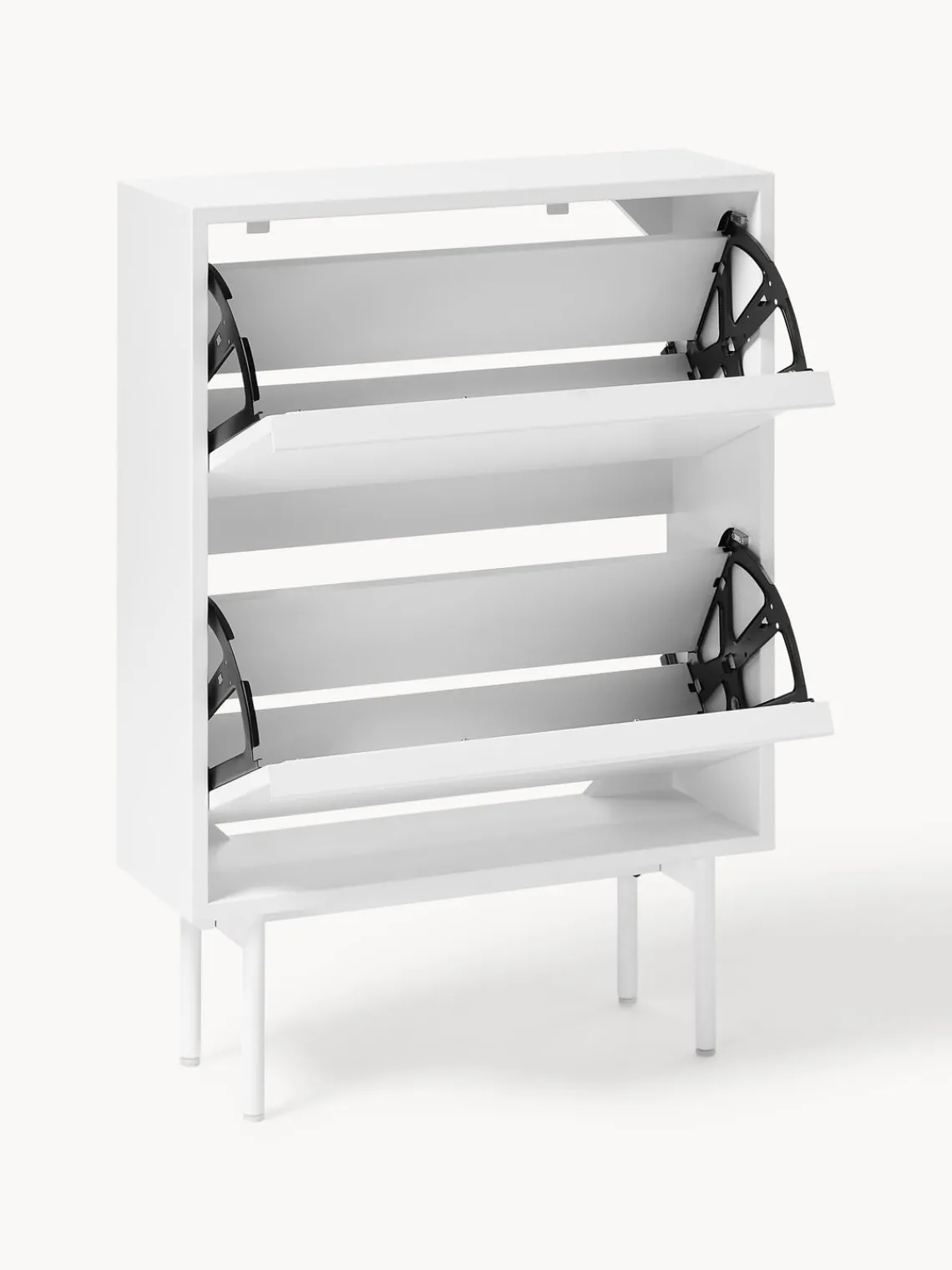 Zapateros|Zapateros>Westwing Collection Zapatero de madera con compartimentos plegables Elona Blanco mate