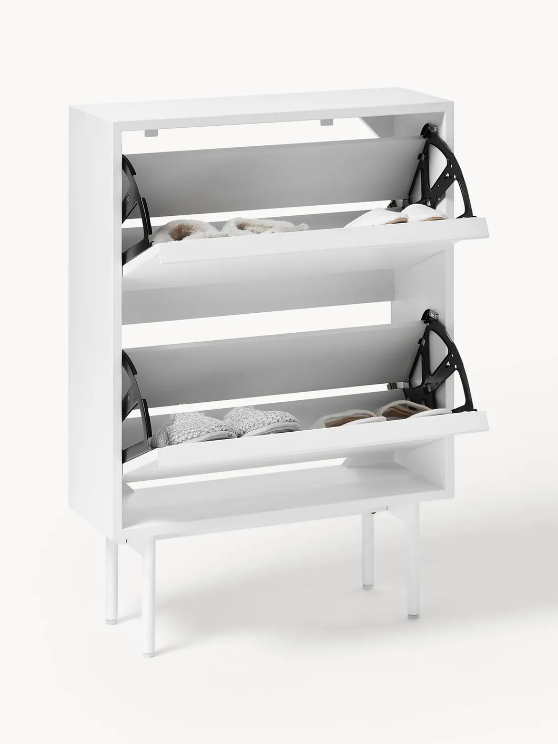 Zapateros|Zapateros>Westwing Collection Zapatero de madera con compartimentos plegables Elona Blanco mate