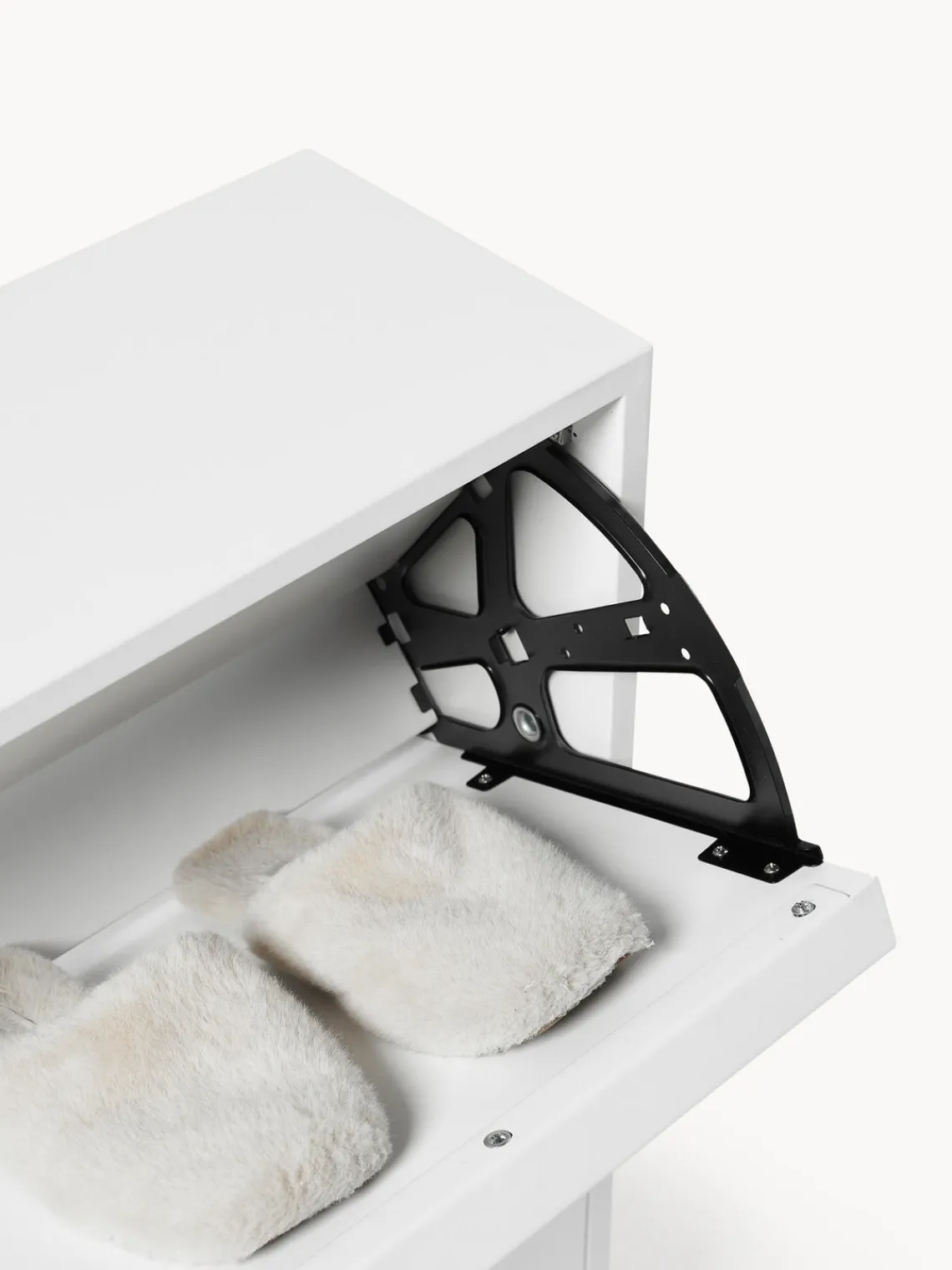 Zapateros|Zapateros>Westwing Collection Zapatero de madera con compartimentos plegables Elona Blanco mate