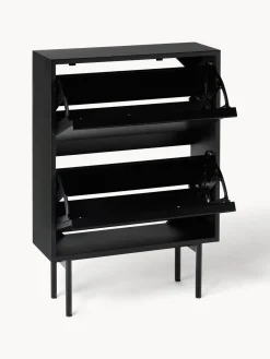 Zapateros|Zapateros></noscript>Westwing Collection Zapatero de madera con compartimentos plegables Elona Negro mate