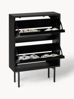 Zapateros|Zapateros></noscript>Westwing Collection Zapatero de madera con compartimentos plegables Elona Negro mate