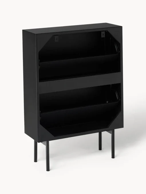 Zapateros|Zapateros>Westwing Collection Zapatero de madera con compartimentos plegables Elona Negro mate