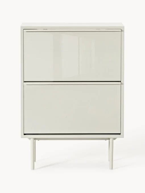 Zapateros|Zapateros>Westwing Collection Zapatero de madera con compartimentos plegables Elona Beige claro brillante