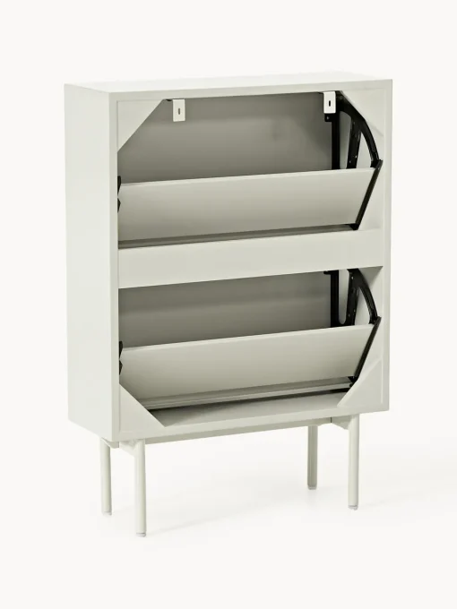 Zapateros|Zapateros>Westwing Collection Zapatero de madera con compartimentos plegables Elona Beige claro brillante