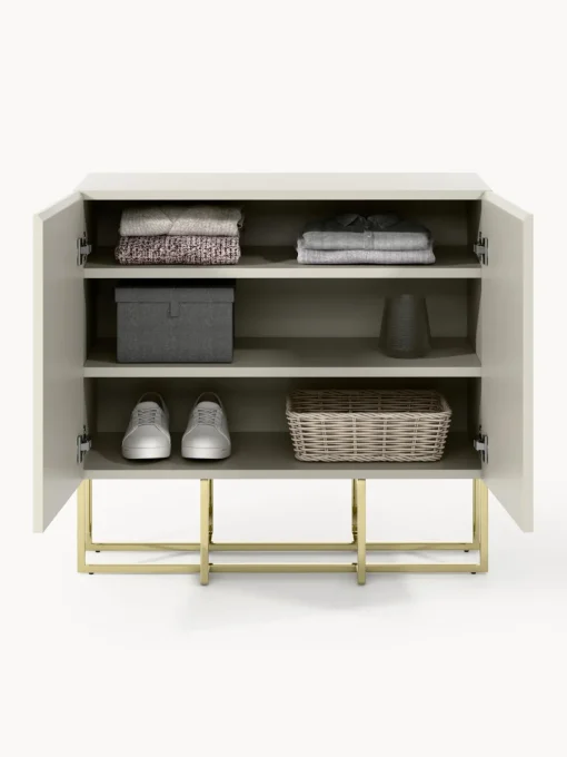 Zapateros|Zapateros>Westwing Collection Zapatero de madera Joe Beige claro, dorado