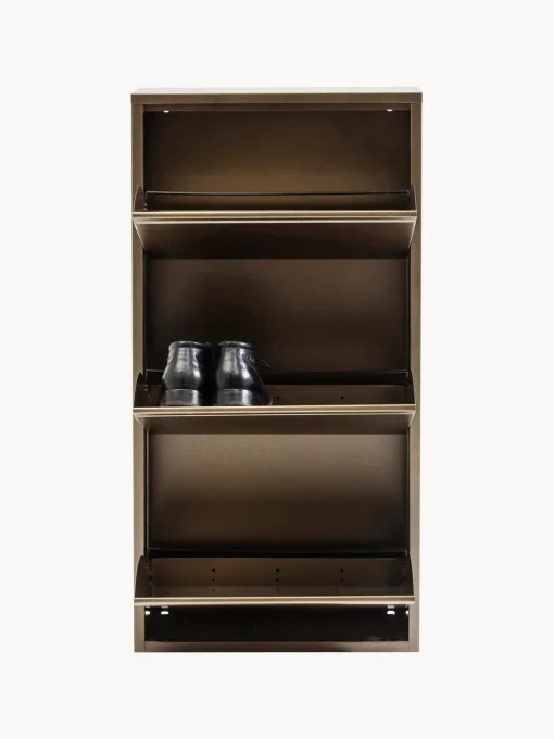 Zapateros|Zapateros>Kare Design Zapatero de pared Caruso, puertas abatibles Dorado con efecto envejecido