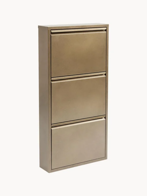 Zapateros|Zapateros>Kare Design Zapatero de pared Caruso, puertas abatibles Dorado con efecto envejecido